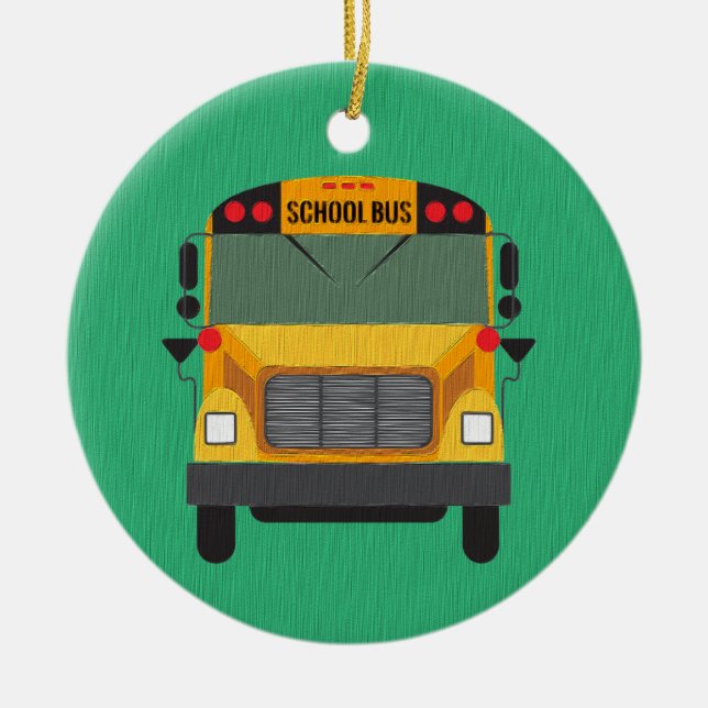 Personalisierter Schulbus / Busfahrer - Geschenk-O Keramikornament (Vorne)