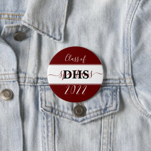 Personalisierter Schulfarben-Block- Absolventen-Bu Button