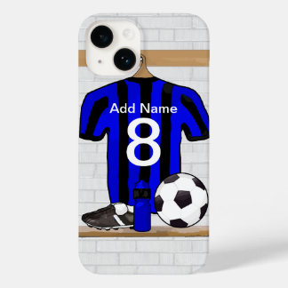 Personalisierter Schwarz-Blau-Fußball-Fußball-Fußb Case-Mate iPhone Hülle