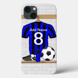 Personalisierter Schwarz-Blau-Fußball-Fußball-Fußb Case-Mate iPhone Hülle