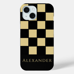 Personalisierter Schwarz/Gold-Karo Case-Mate iPhone Hülle
