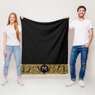 Personalisierter Schwarz-Gold-Tierdruck Fleecedecke