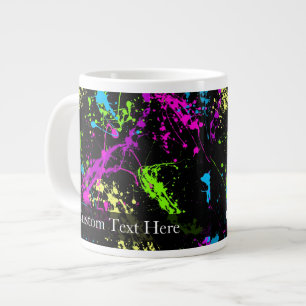 Personalisierter Schwarz/Neon-Spritzer Jumbo-Tasse