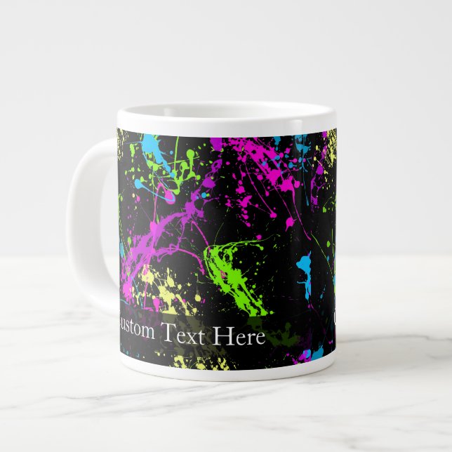 Personalisierter Schwarz/Neon-Spritzer Jumbo-Tasse (Vorderseite Links)