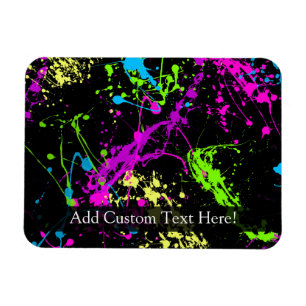 Personalisierter Schwarz/Neon-Spritzer Magnet