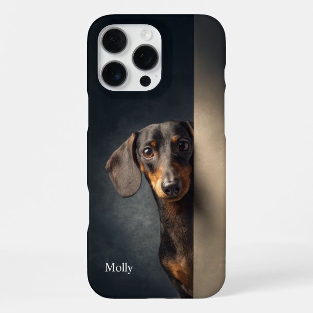 Personalisierter Schwarz-Rotbrauner Dachshund iPhone Hülle (Rückseite)