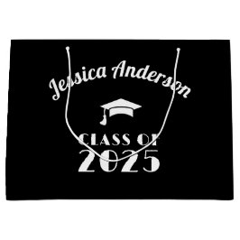 Personalisierter Schwarz-Weiß-Abschluss Große Geschenktüte