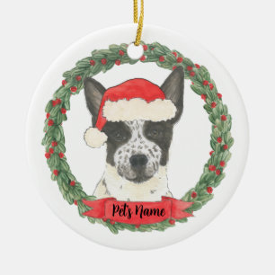 Personalisierter Schwarz-Weiß-Heelhund Keramik Ornament