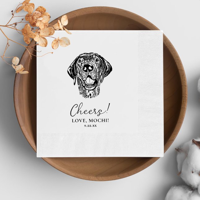 Personalisierter Schwarz-Weiß-Hund Hochzeit Napkin Serviette (Von Creator hochgeladen)