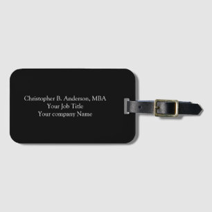 Personalisierter Schwarz-Weiß-Minimalist Professio Gepäckanhänger