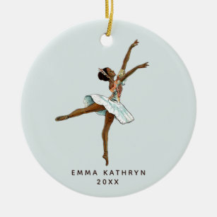Personalisierter Schwarzer Ballerina Nutcracker Keramik Ornament