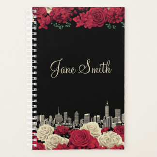 Personalisierter schwarzer Blumenkalender für Klei Planer