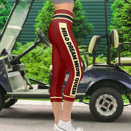 Personalisierter schwarzer Creme Cat Pet Themed Capri Leggings