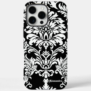 Personalisierter schwarzer Damast iPhone 16 Pro Max Hülle