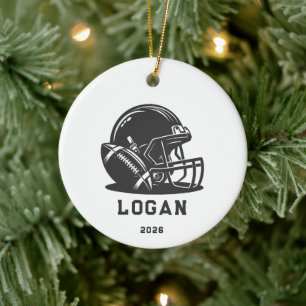Personalisierter schwarzer Football-Helm-Schmuck Keramik Ornament
