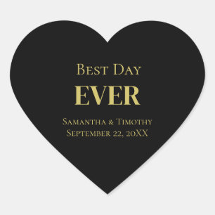 Personalisierter Schwarzer Gold-Best-Day Herz-Aufkleber