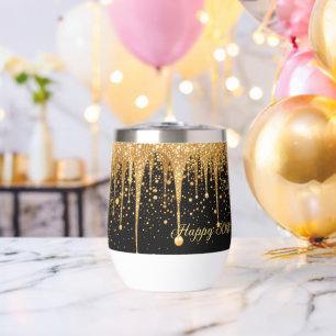 Personalisierter schwarzer Gold tropfender Glitter