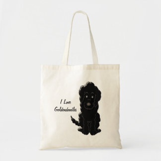 Personalisierter schwarzer Goldendoodle Tragetasche