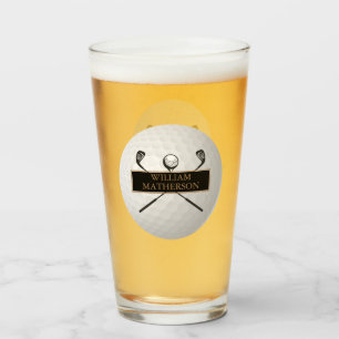 Personalisierter schwarzer Golfball im klassischen Glas
