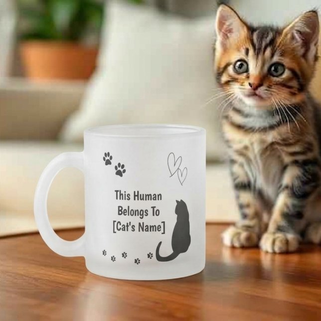Personalisierter Schwarzer-Katze-Frostglas-Becher Mattglastasse (Von Creator hochgeladen)