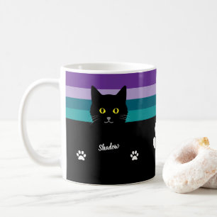 Personalisierter schwarzer Katzenbecher für Katzen Kaffeetasse