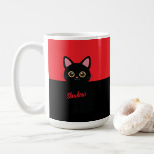 Personalisierter schwarzer Katzenbecher - Geschenk Kaffeetasse
