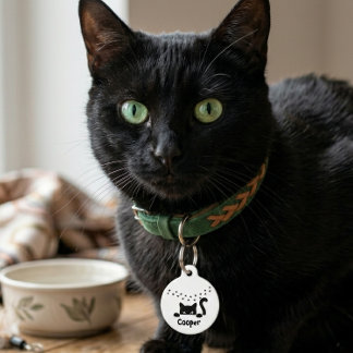 Personalisierter Schwarzer Katzenpfotenabdruck Nam Haustiermarke
