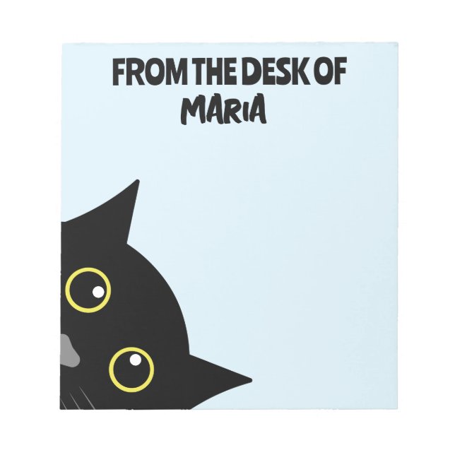 PERSONALISIERTER SCHWARZER KATZPENSTER NOTIZBLOCK (Vorderseite)