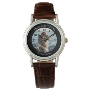 Personalisierter schwarzer Kreis mit obersten Text Armbanduhr