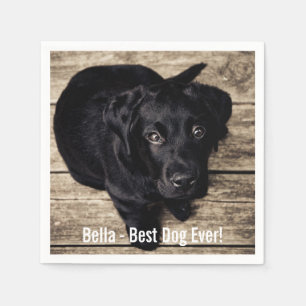 Personalisierter schwarzer Labrador-HundeFoto-und Serviette