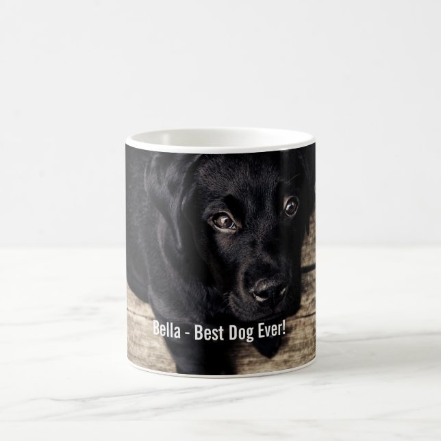 Personalisierter schwarzer Labrador-HundeFoto-und Tasse (Mittel)