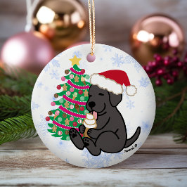 Personalisierter Schwarzer Labrador Keramik Ornament