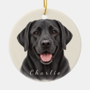 Personalisierter schwarzer Labrador Retriever mit Keramik Ornament