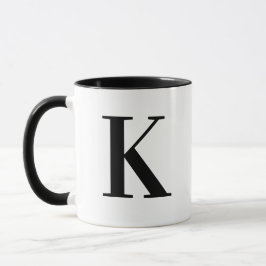 Personalisierter schwarzer Monogramm-Buchstabe K Tasse