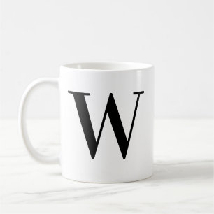 Personalisierter schwarzer Monogramm-Buchstabe W Kaffeetasse