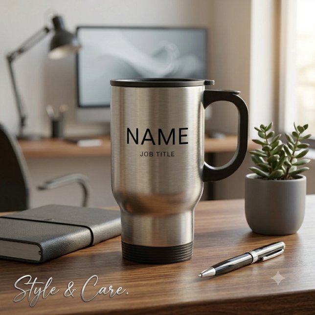 Personalisierter schwarzer Reisebecher mit Ihrem N (Personalized Solid Black Travel Mug with Your Name)