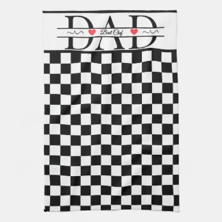Personalisierter schwarzer Retro-Karo-Dad-Best-Che Geschirrtuch