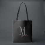 Personalisierter, schwarzer Rosa Name und Monogram<br><div class="desc">Elegante moderne,  Personalisierte Monogramm und Name Tote Taschen in schwarz und rosa Farbe,  einfach und stilvoll,  großartige personalisierte Brautparty Geschenke bei Hochzeitsfeier,  Brautparty oder Junggeselinnen-Abschied. Passen Sie das Monogramm bzw. den Namen mit Ihrer Wahl von Farbe und Schriftart an.</div>