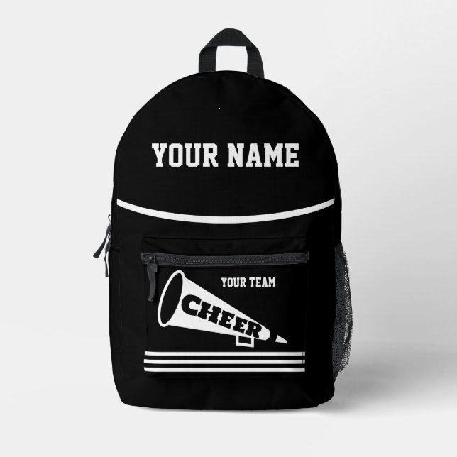 Personalisierter schwarzer Rucksack für Cheerleade (Vorderseite)