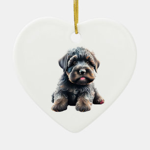 Personalisierter schwarzer russischer Terrier Welp Keramik Ornament