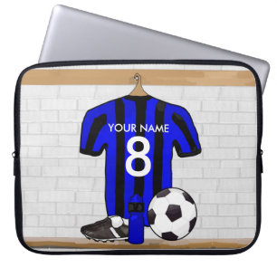 Personalisierter schwarzer und blauer laptopschutzhülle