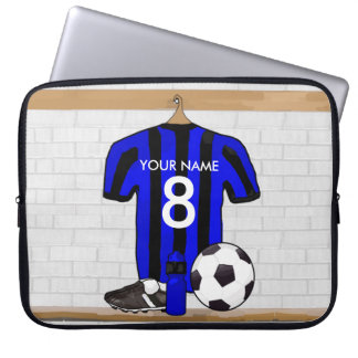 Personalisierter schwarzer und blauer laptopschutzhülle