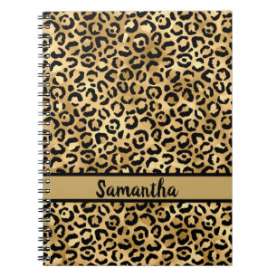 Personalisierter schwarzer und goldener Leopardenp Notizblock