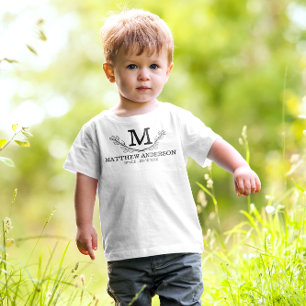 Personalisierter schwarzer und weißer Namensmonogr Kleinkind T-shirt