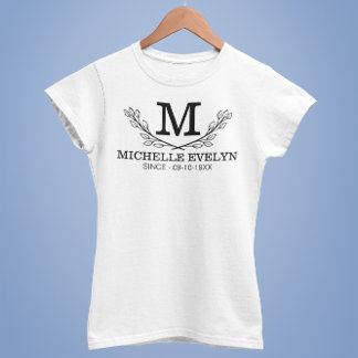 Personalisierter schwarzer und weißer Namensmonogr T-Shirt