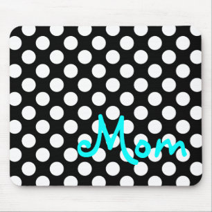 Personalisierter schwarzer und weißer Polka-Dot Mousepad
