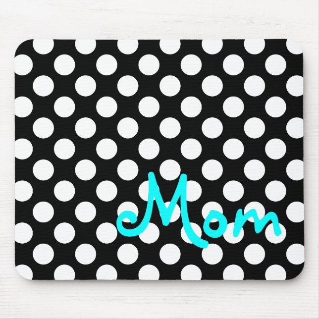 Personalisierter schwarzer und weißer Polka-Dot Mousepad (Vorne)