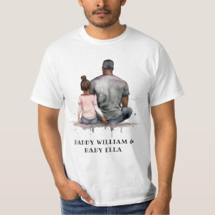 Personalisierter schwarzer Vater und Tochter (5) T-Shirt