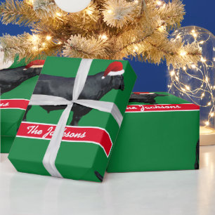 Personalisierter Schwarzer Winkel und Weihnachtsma Geschenkpapier