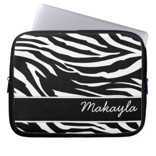 Personalisierter Schwarzweiss-Zebradruck Laptopschutzhülle